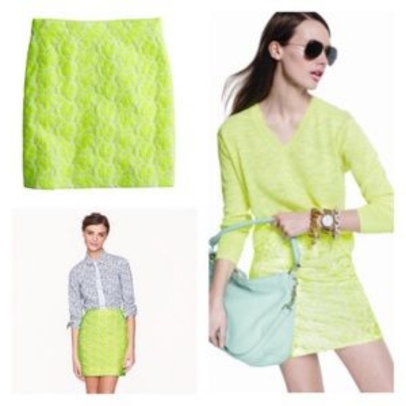 J. Crew Dresses & Skirts - J Crew Postage Stamp Mini in Embroidered Neon